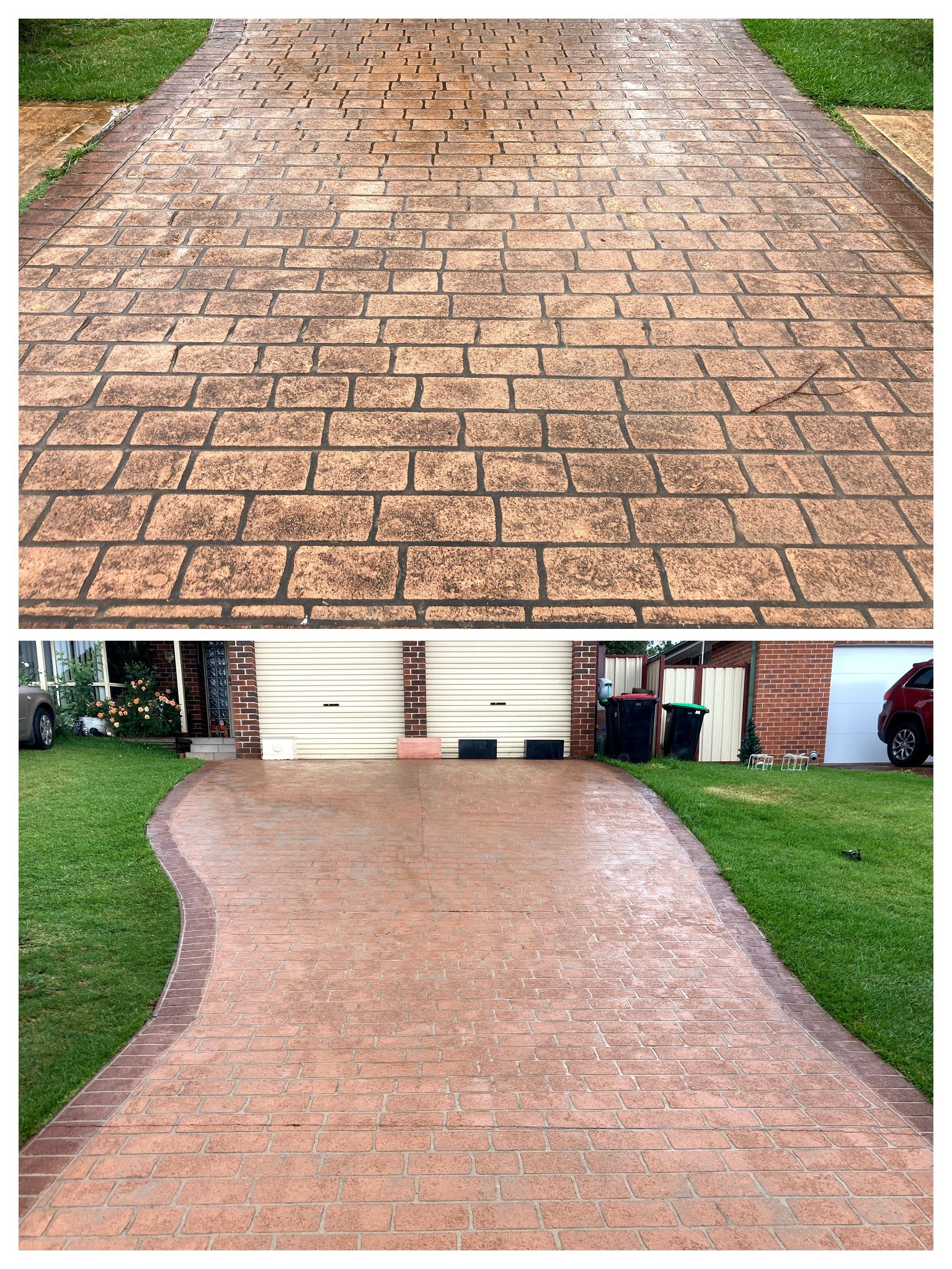 Hiogh pressure Cleaning of a Stencilled Driveway in Glenmore Park